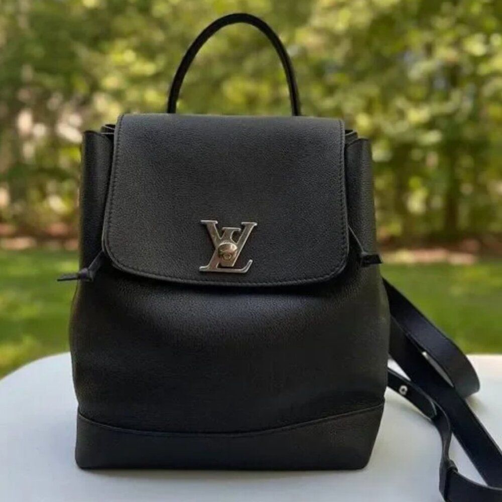 Louis Vuitton Leather Lockme MM Backpack in Black